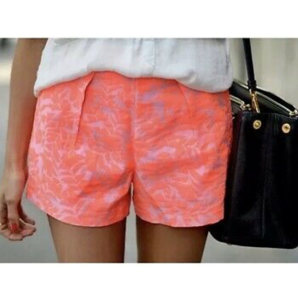 J CREW NEON BRIGHT CORAL PINK TAP SHORTS